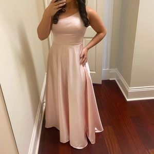 DB Studio One Shoulder Bridesmaids Dress in Petal